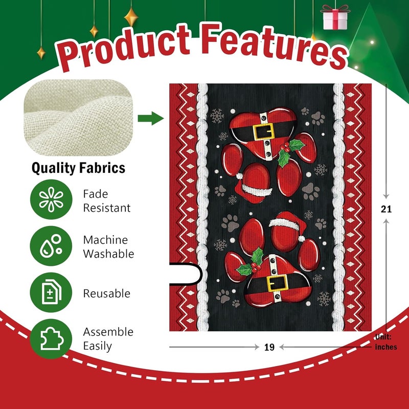 FBCOO Christmas Dog Cat Paw Prints Mailbox Cover Magnetic Standard Size 21" x 19", Xmas Decorative Post Letter Box Wrap Decor, Funny Winter Holiday Garden Yard Outdoor Decoration Pet Lover Gift - Image 2
